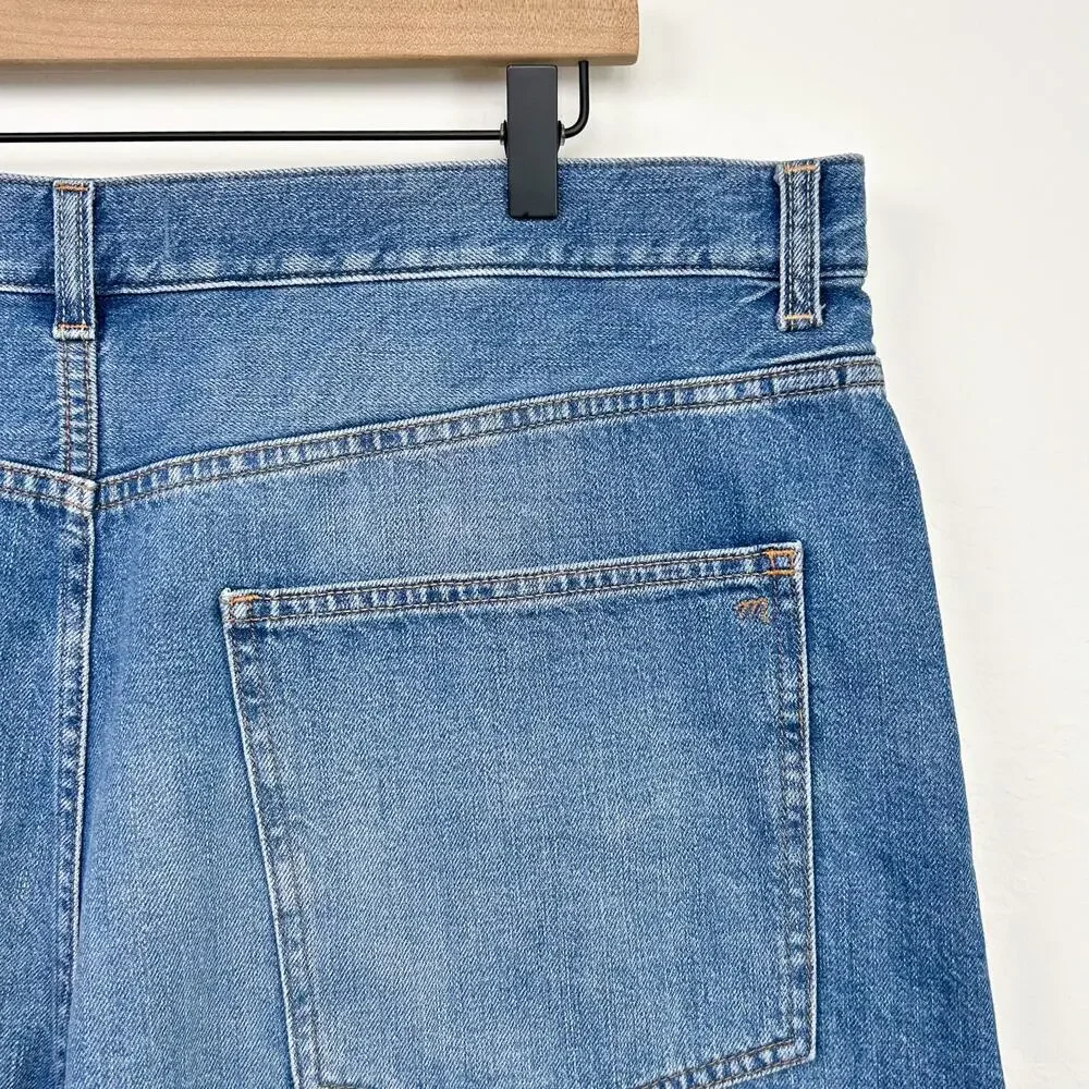 Madewell 33 WAIST Baggy Cuffed Button-Fly Mifflin Wash Denim Jean Shorts NWT